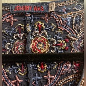 Johnny Was Blue Embroidered Blouse